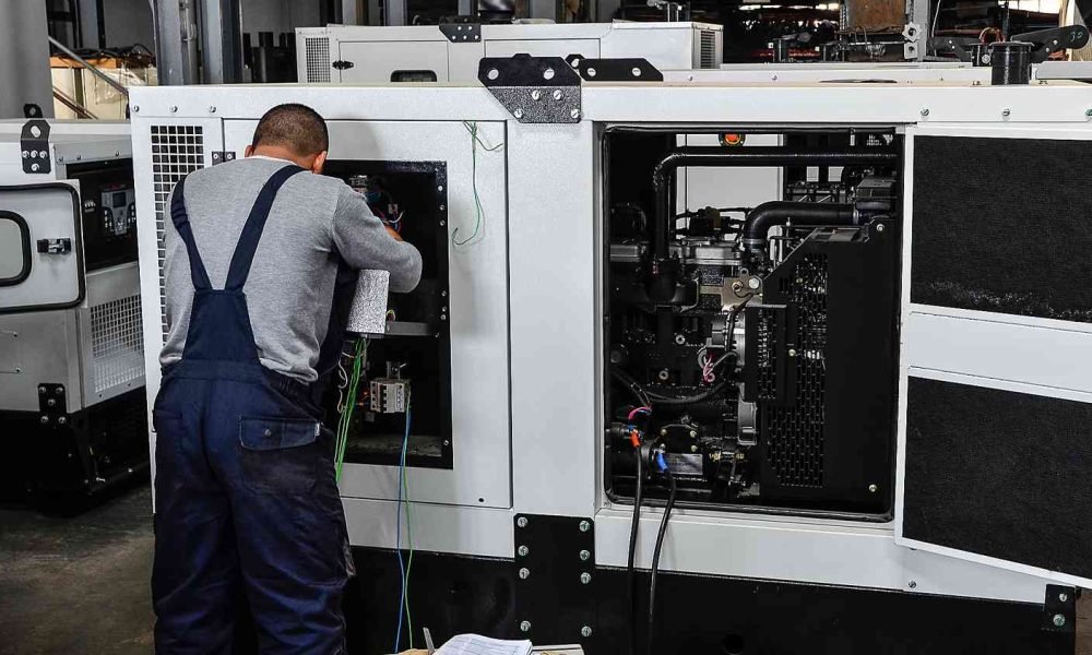 Electrician repairing electrical Generator the dar electric